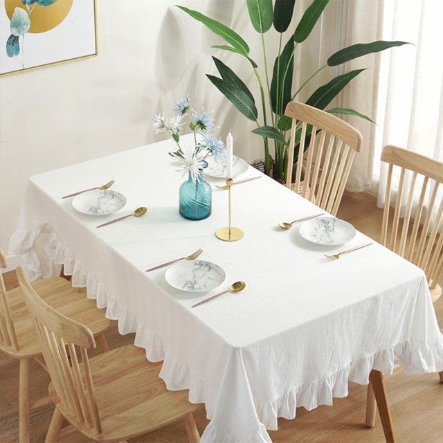 Baohd Durable And Easy To Wash Tablecloth With Vintage Style Rectangular Table Tablecloth Cotton Dining Tablecloth Table Cover white 140*200CM 1Set