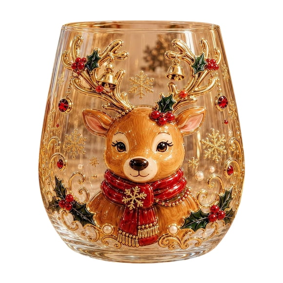 Liquidation! Maison en Pain d'Épice de Noël Verre à Vin Sans Pied Imprimé 3D Canne de Bonbon Festive Flocon de Neige Gobelet Tasse Verrerie des Fêtes pour Déco de Fête de Noël