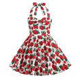 thumbnail image 1 of Zwiiyzr Robe Vintage des Années 1950 pour Fille de 3 à 8 Ans, Été, Col Licou, Imprimée, Robe Vintage pour Enfants, Rouge, 1 of 4