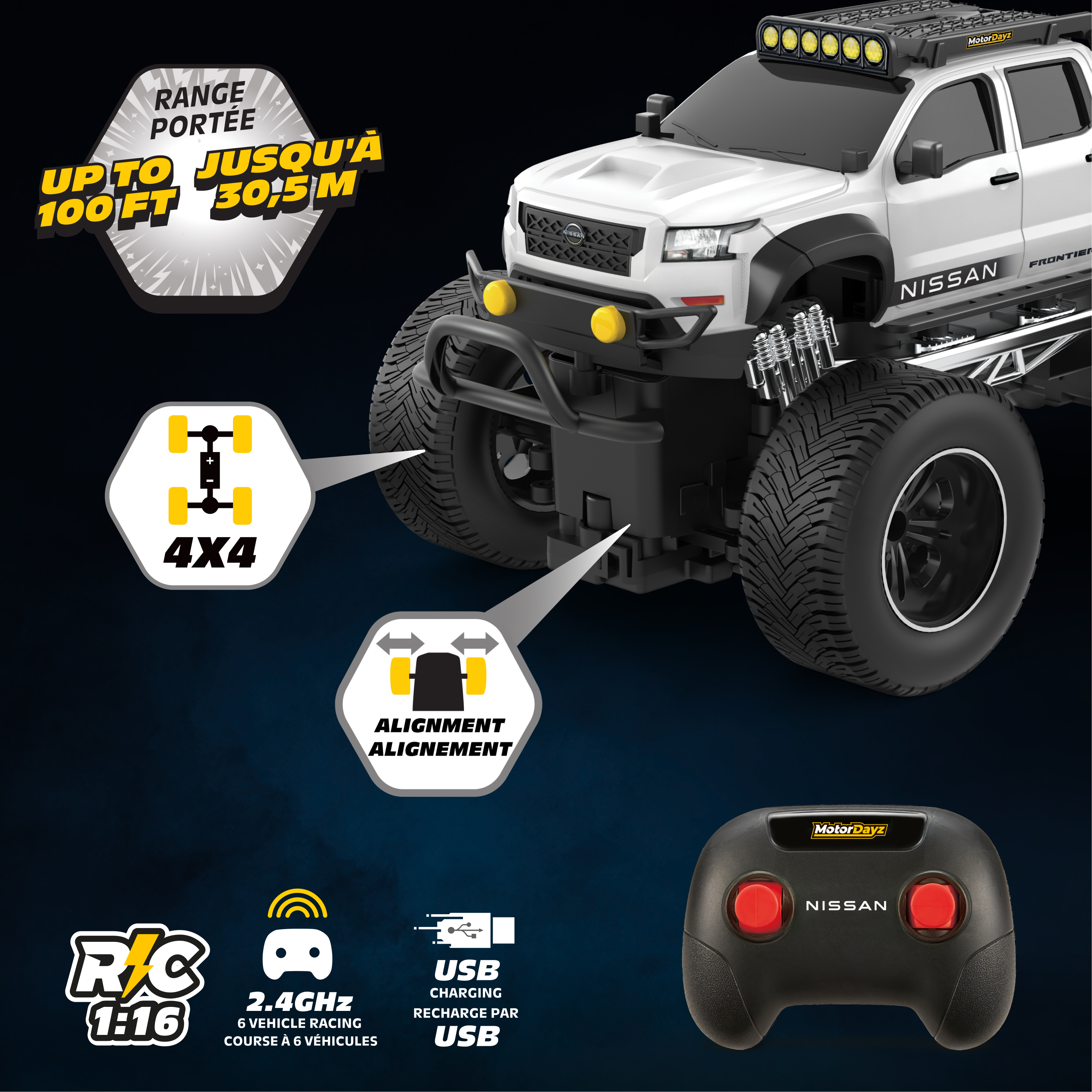 MotorDayz (1:16) Remote Control Nissan Frontier, White, R4-16T57U-WT-CA, Child