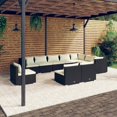 thumbnail image 1 of vidaXL 10 Piece Garden Lounge Set with Cushions Poly Rattan Black, 1 of 4