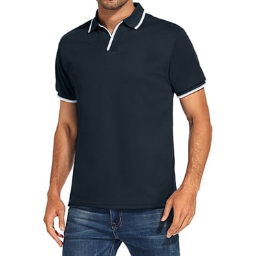 EGNMCR Short Sleeve Shirts for Men Summer Casual T-shirt, Fashion Men's Casual Slim Turndown Collar Solid Color Short Sleeve T Shirt Tops Blouse,