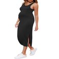 thumbnail image 4 of EIMELI Robe pour Femme Enceinte Couleur Unie Sans Manches Robe en Tricot Col Ras du Cou Ajustée Robe Midi Débardeur Robe d'Été Décontractée Robe de Maternité, 4 of 7
