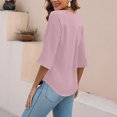 thumbnail image 4 of Timegard Tops for Women Petal 1/2 Sleeve Ruffle V-Neck Back Ruched Comfy Tee Summer Beach Casual Loose Top, 4 of 6