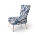 thumbnail image 3 of Designart "Neo-Victorian Elegance: Blue Roses Pattern II" Blue Rose Pattern Upholstered Accent Chair - Cottage Arm Chair For Living Room, 3 of 7