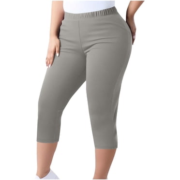 Plebaso Leggings Capri Grande Taille pour Femmes Taille Élastique Entraînement Yoga Capris Pantalons Courts Décontractés pour Femmes