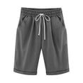 thumbnail image 1 of Pisexur Womens Shorts Solid Color Linen Shorts Adjustable Drawstring Elastic Waist Short Pants Summer Casual Knee Length Shorts Fashion Loose Oversized Bermuda Shorts with Pockets,S-5XL, 1 of 6
