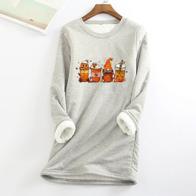 Chemises pour Femmes, Col Rond, Poche, Épaissies, en Peluche, Chaudes, Manches Longues, en Liquidation