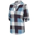 thumbnail image 4 of Hauts à Manches Longues pour Femmes, Chemise en Coton Décontractée à Carreaux, Veste Slim, Blouse Décontractée, 4 of 5