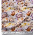 thumbnail image 1 of Soimoi Grey polyester Crepe Fabric Crab,Shell & Coral Ocean Print Fabric by Yard 42 Inch Wide, 1 of 3