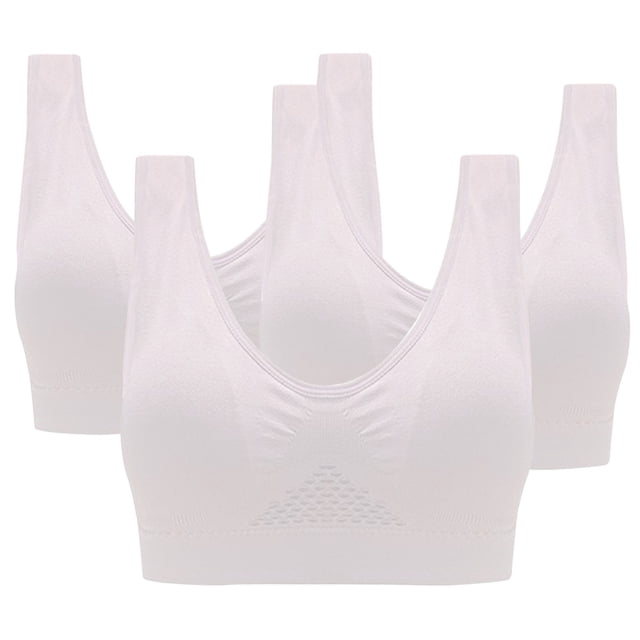 Bigersell Sports Bras for Women Clearance 3pc Exercise Bras Sets V-Neck Longline Bra Style B-60 Hook and Loop Bra Closure Seamless Wire-Free Bra Pack R-Multicolor L
