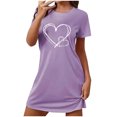 thumbnail image 1 of Cameland Chemises de Nuit à Manches Courtes pour Femmes Grande Taille, Douces et Confortables, Chemise de Sommeil Décontractée à Imprimé, Robe de Nuit pour Femmes, 1 of 4
