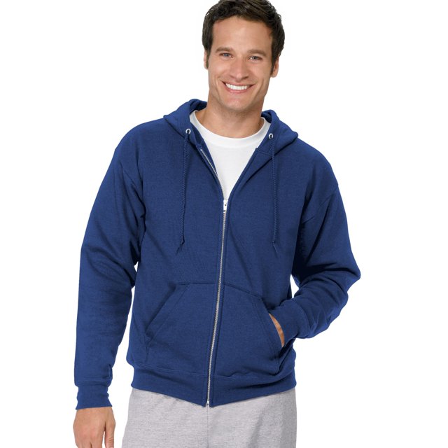 Hanes ComfortBlend EcoSmart Men`s Full Zip Hoodie, S, Deep Royal