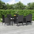 thumbnail image 1 of vidaXL 7 Piece Garden Dining Set with Cushions Black, 1 of 5