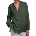 thumbnail image 1 of Penkiiy Womens Button Down Shirt 2024 Casual Long Sleeve Solid Color Shirts Loose Work Tops with Pockets 2XL Army Green, 1 of 6