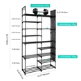 thumbnail image 3 of 9 Tier Stackable Shoe Rack with 4 Side Pockets and Hooks, 30 Pairs Durable Metal Pipes Shoe Shelf Tower Storage Organizer, Black, 3 of 8