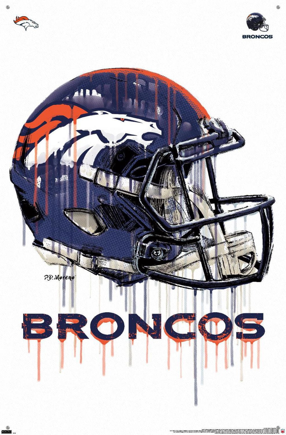 NFL Denver Broncos - Drip Helmet 20 Wall Poster