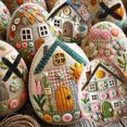 thumbnail image 1 of C Easter Embroidered Eggs Finished Diy Craft Holiday Decoration Parent Child Activity Spring Home Decor Gift Set For Kids Family Fun Activity, 1 of 6