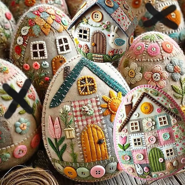 C Easter Embroidered Eggs Finished Diy Craft Holiday Decoration Parent Child Activity Spring Home Decor Gift Set For Kids Family Fun Activity