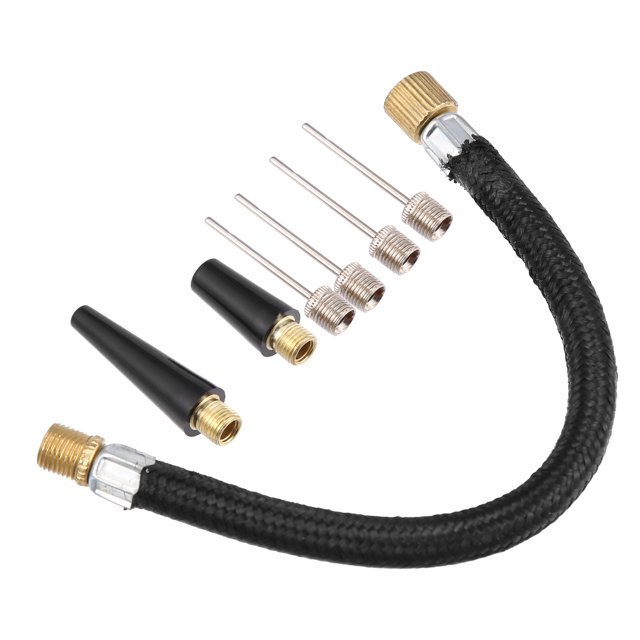 Unique Bargains Portable Air Pump with Inflation Needle Tapered Nozzle Extension Hose for Bicycle Wheel Tire Inflator 1 Set