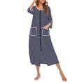 thumbnail image 5 of Faithtur Robe de Nuit d'Été pour Femme Grande Taille à Rayures Col Rond Fermeture Éclair Jupe de Sommeil, 5 of 5