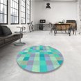 thumbnail image 4 of Ahgly Company Machine Washable Indoor Square Transitional Blue Koi Blue Area Rugs, 3' Square, 4 of 7