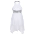 thumbnail image 2 of TSSOE Robes de Danse Ballet pour Filles Enfants Paillettes Costumes de Danse Moderne Contemporaine Justaucorps-Robe Sans Manches Blanc 16, 2 of 7