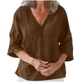 thumbnail image 1 of Women's Casual Cotton and Linen Cardigan with Three-Quarter Sleeves, Solid Color Multi-Color Lightweight Open Front Sweater, Perfect for Spring and Summer, Versatile Women’s Top, 1 of 6