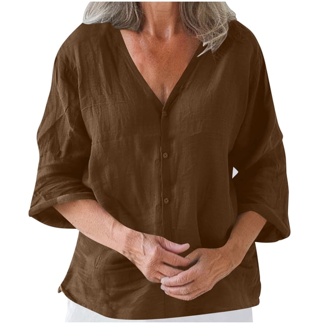 Women's Casual Cotton and Linen Cardigan with Three-Quarter Sleeves, Solid Color Multi-Color Lightweight Open Front Sweater, Perfect for Spring and Summer, Versatile Women’s Top