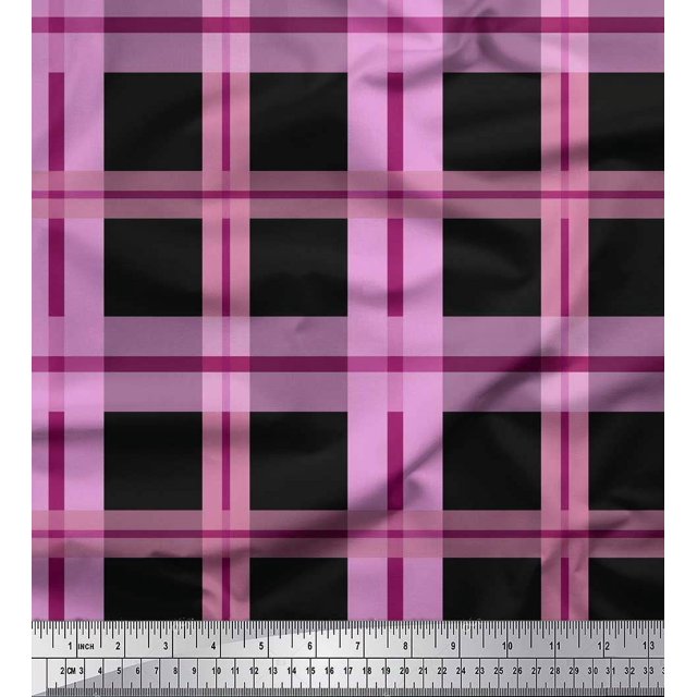 Soimoi Viscose Chiffon Fabric Check Check Decor Fabric Printed Yard 42 Inch Wide