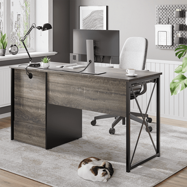 Bestier 55 inch Computer Desk with Drawers Keyboard Tray Home