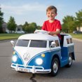 thumbnail image 2 of Costway Licensed Volkswagen Ride-on Bus with Cup Holder, LED Headlights, Music & Horn Blue, 2 of 10