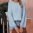 thumbnail image 2 of tarylea Hauts pour Femmes Col Rond Dentelle Manches Illets Chemises Manches Longues Décontracté Ample Quotidien Chandail, 2 of 7