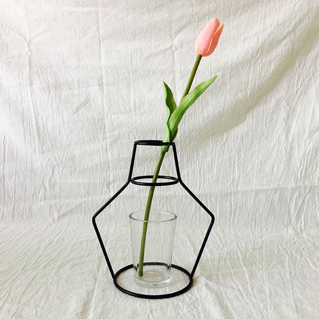 Dvkptbk The Racks Minimalist Abstract Vase Black Iron Brief Vase Flower Racks Ornaments Home Decor on Clearance