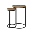 thumbnail image 3 of CorLiving Fort Worth Engineered Wood Round Indoor Nesting Side Tables with Black Steel Base. Light Brown, 3 of 7