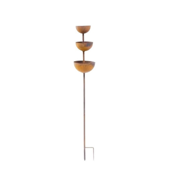 Outdoor Bird Bath with 3 Tier Rustic Iron Design for Garden Yard Patio Decoration, Colorful Water Feeder Station for Small Animals Butterflies Bees, Easy Ground Spike Ins