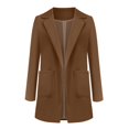 thumbnail image 3 of Women Solid Open Front Pockets Cardigan Formal Suit Long Sleeve Blouse Coat, 3 of 6