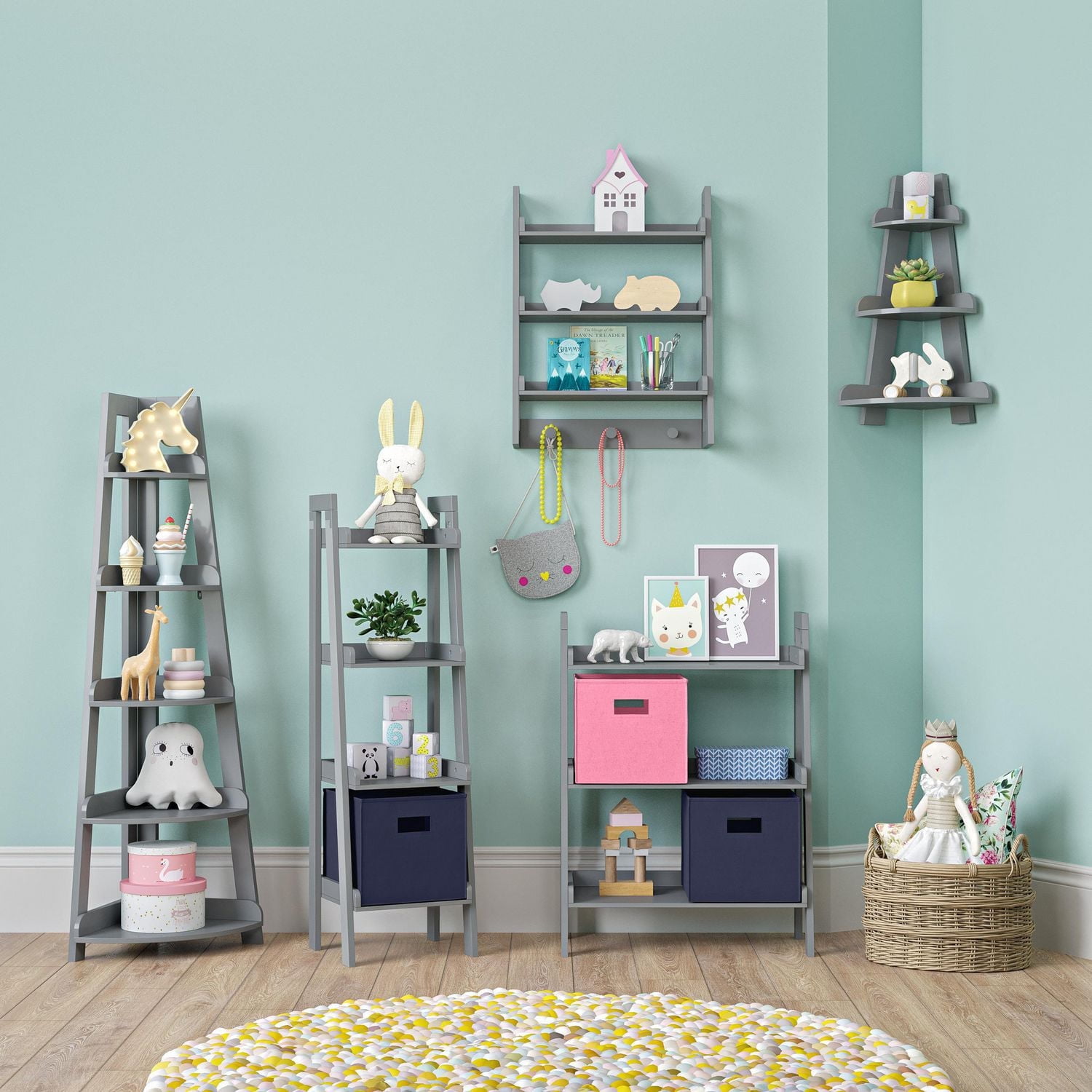 RiverRidge® Home 54-inch H x 20-inch W x 14.5-inch D Kids Ladder Corner Shelf