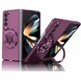 thumbnail image 1 of KOMI Rugged Phone Case for Samsung Z Fold 4 Case with Ring Magnetic Fits Wireless Charger, 2 in 1 Soft TPU and Hard PC Cover Samsung Galaxy Z Fold 3 Case Shockproof Blue (Purple, 1 of 5