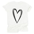 thumbnail image 1 of Hauts d'Été pour Femmes Grande Taille à Manches Courtes Hauts pour Femmes Col Rond T-Shirt à Manches Courtes Imprimé Cœur Blouse Décontractée Basique T-Shirt à Col en V pour Femmes en Liquidation, 1 of 2