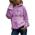 thumbnail image 1 of Penkiiy Chandails à Capuche pour Femmes Hiver Dames Chandail à Manches Longues Imprimé Col Rond Chandail à Capuche Violet Vêtements Y2K, 1 of 5