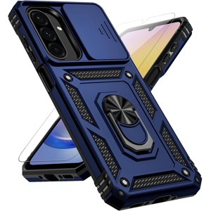 REQO pour Samsung Galaxy A17 Case, avec couverture de caméra coulissante HD Protecteur d'écran 360° Porte bague rotative Kickstand Protection militaire de niveau 15ft Housse de téléphone de protection testée pour Galaxy A17 5G