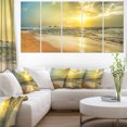 thumbnail image 1 of Bright Yellow Sunset Beach Panorama - Modern Seascape Canvas Artwork, 1 of 3