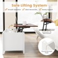 thumbnail image 5 of Giantex Lift Top Coffee Table, with Hidden Storage Compartment & 3 Open Shelves, Rectangular Cocktail Tea Table w/Solid Wood Legs for Living Room Reception Room, White, 5 of 5
