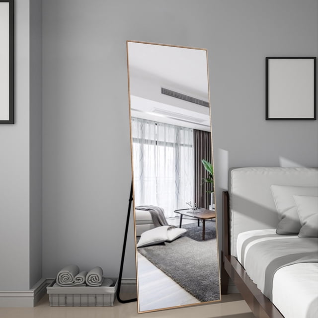 NeuType Full Length Floor Mirror Rectangular Gold 65"x22"