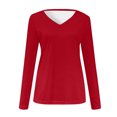 thumbnail image 4 of FAIWAD Women's V Neck Long Sleeve Tunic Tops Casual Solid Color Basic Lightweight Pullover Tops, 4 of 5