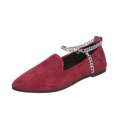 thumbnail image 1 of B91xZ Mocassin Pointu pour Femmes, Talon Bas, Bride Cheville, Chaussures Plates, Vin 5.5, 1 of 5