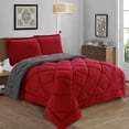 thumbnail image 1 of Reversible 3-Piece Comforter Set with Matching Shams, Two Colors in One for Ultimate Versatility and Style, King/California King, Red/Gray, 1 of 5