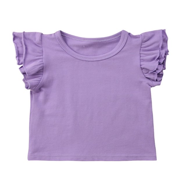 Infant Toddler Baby Girl Top Basic Plain Ruffle T-Shirt Blouse Casual Clothes