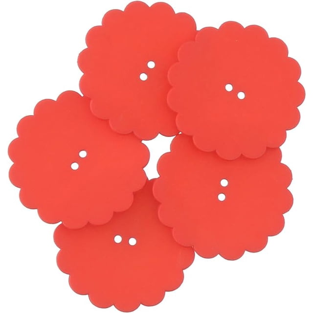 Mibo 5 Pcs Résine de Nylon - Forme Marguerite - Bouton Festif des Fêtes - 64L(40mm) - 2 Trous - Rouge